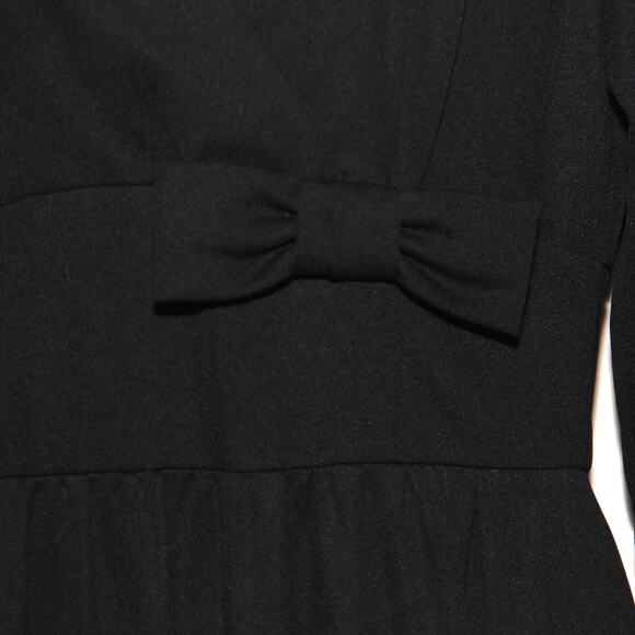 Vintage Edith Flagg Surplice Front Bow Accent Black Maxi Dress Size Small - Picture 5 of 10